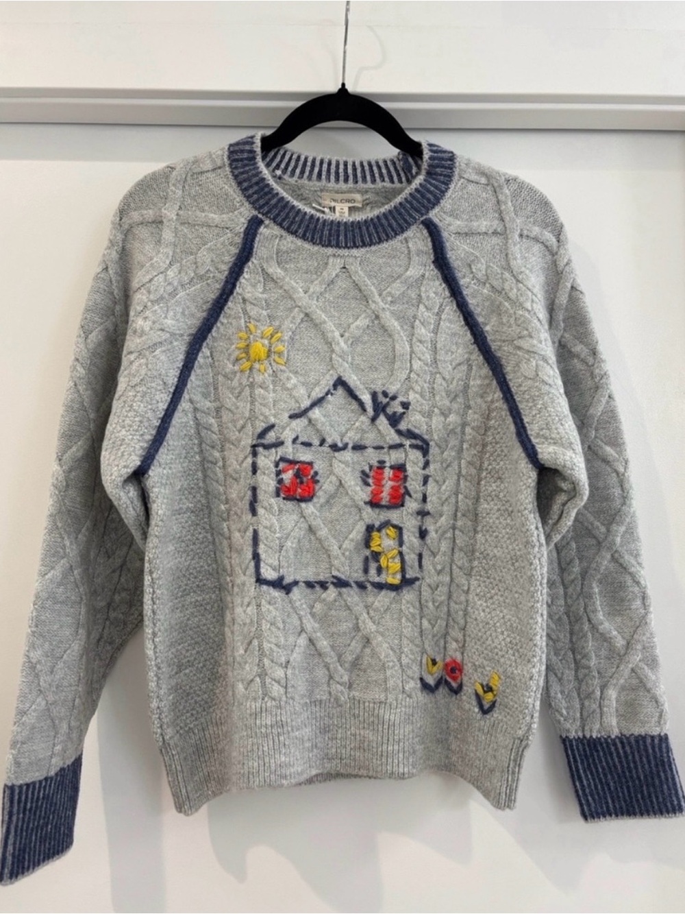 Anthropologie Pilcro Cable-Knit Embroidered Cozy Home Sweater - Picture 4 of 10
